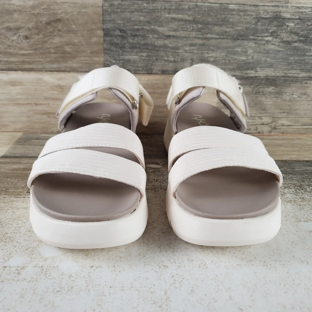 Ryka Beyond Womens Sandals Sz 5.5 M Gardenia White Slingback Hook & Loop Straps